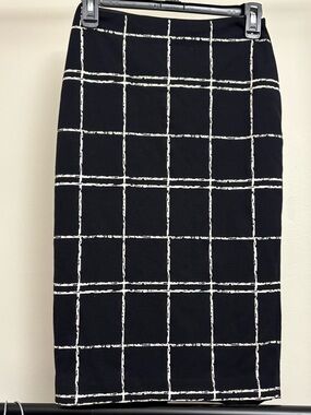 Express Windowpane Grid Black Pencil Skirt Size 2